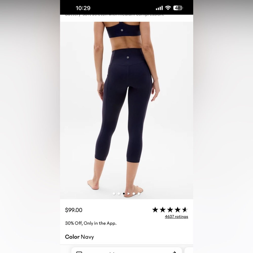 Athleta Salutation Stash Capri Navy Blue Cropped Leggings NEW